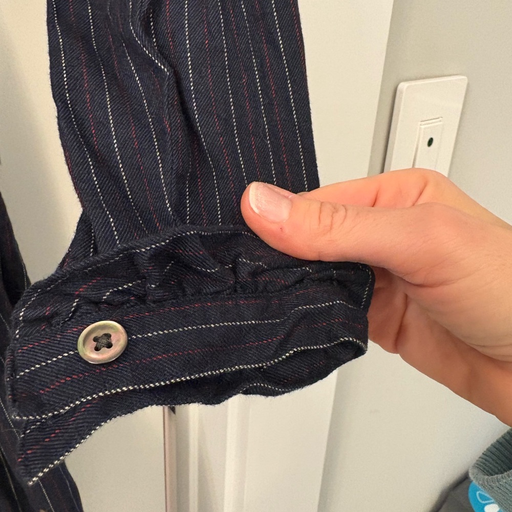 L.L. Bean Dark Blue Pinstripe Long Sleeve Dress - Picture 7 of 9